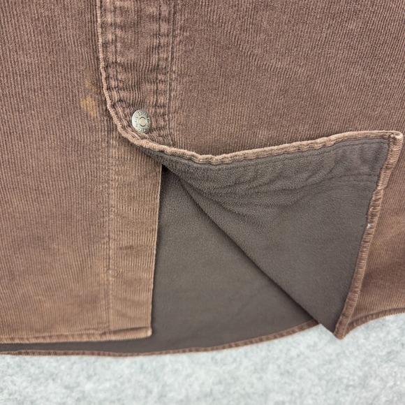 VTG LL Bean Corduroy Shirt Jac Mens Medium Brown Snap Fleece Lined Work Shacket - Picture 8 of 13